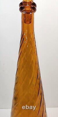 Guildcraft Mid Century Modern Amber Swirl Genie Bottle Decanter Empoli Italy 22