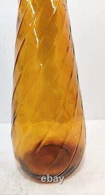 Guildcraft Mid Century Modern Amber Swirl Genie Bottle Decanter Empoli Italy 22