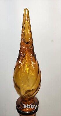 Guildcraft Mid Century Modern Amber Swirl Genie Bottle Decanter Empoli Italy 22