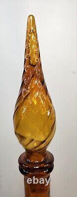 Guildcraft Mid Century Modern Amber Swirl Genie Bottle Decanter Empoli Italy 22