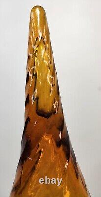 Guildcraft Mid Century Modern Amber Swirl Genie Bottle Decanter Empoli Italy 22