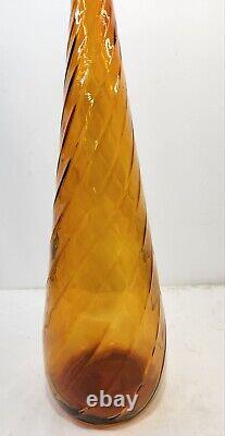 Guildcraft Mid Century Modern Amber Swirl Genie Bottle Decanter Empoli Italy 22