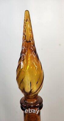 Guildcraft Mid Century Modern Amber Swirl Genie Bottle Decanter Empoli Italy 22