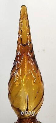 Guildcraft Mid Century Modern Amber Swirl Genie Bottle Decanter Empoli Italy 22