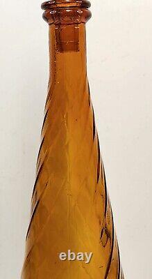 Guildcraft Mid Century Modern Amber Swirl Genie Bottle Decanter Empoli Italy 22