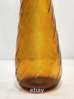 Guildcraft Mid Century Modern Amber Swirl Genie Bottle Decanter Empoli Italy 22