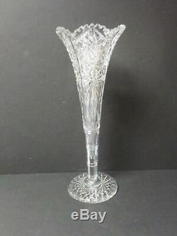 HAWKES American Brilliant Cut Glass 17.5 Trumpet Vase