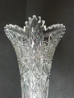 HAWKES American Brilliant Cut Glass 17.5 Trumpet Vase