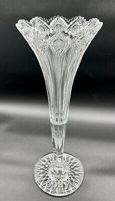 HAWKES American Brilliant Cut Glass 18 Trumpet Vase