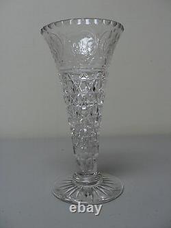 HAWKES American Brilliant Period Cut Glass 7 Trumpet Vase, Signed, c. 1900