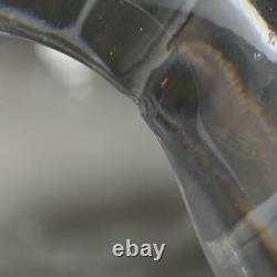 HEAVY LARGE MODERN CLEAR CRYSTAL ART GLASS VASE With CUT DANDELION DESIGN