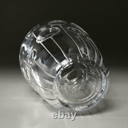 HEAVY LARGE MODERN CLEAR CRYSTAL ART GLASS VASE With CUT DANDELION DESIGN