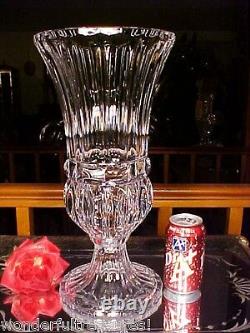 HGE Signed Shannon 70's 16T 13+lbs CUT GLASS Footed Vase ALL/COLORS/OF/RAINBOW