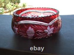 HUGE 10 Cut to Clear HEAVY (over 4 pounds) Hand Carved, Leaded Glass Bowl, Rare
