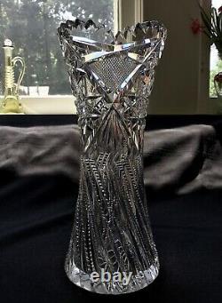 H. C Fry American Brilliant Cut Glass 8 Vase c. 1905- Estelle Variation / Argon