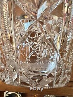 H. P. Sinclair ABP Marked Signed Cut Glass Carafe Vase American Brilliant Period