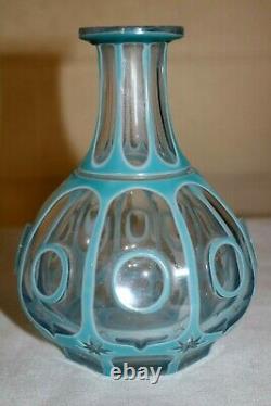 Hand Made Victorian Bohemian Moser Cut Glass Overlay Vase and Cup