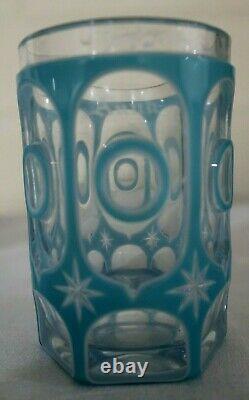 Hand Made Victorian Bohemian Moser Cut Glass Overlay Vase and Cup