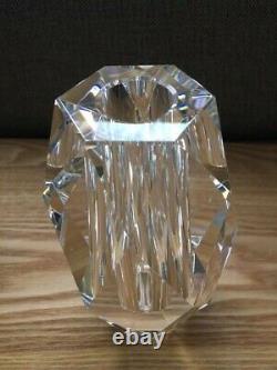 Hand cut solid clear crystal glass 6oval vase diamond-like shape modern design