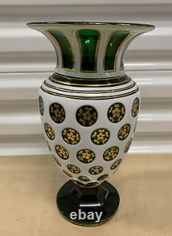 Harlequin Bohemian Cut and Overlay Glass Vase