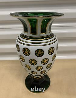 Harlequin Bohemian Cut and Overlay Glass Vase