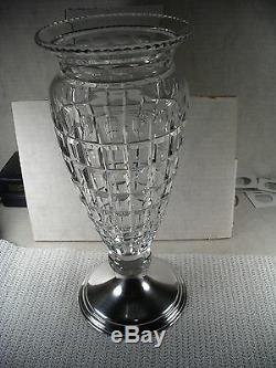 Hawkes Diamond Cut Glass Vase Sterling Base 1025