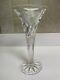 Hawkes Gravic Glass Floral Engraved And Leaf Cut Crystal Trumpet Vase