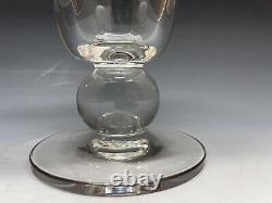 Hawkes Signed Cut Glass Pedestal Vase Footed With Floral Wreath And Dimples
