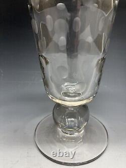 Hawkes Signed Cut Glass Pedestal Vase Footed With Floral Wreath And Dimples