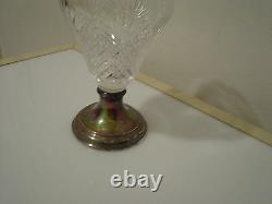 Hawkes Sterling 19 pwts. Small vase cut crystal 5.5 high