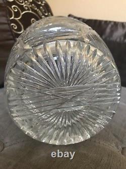 Heavy Decorated Cut Glass Crystal Vase