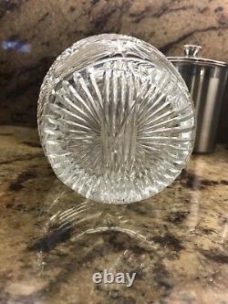Heavy Decorated Cut Glass Crystal Vase