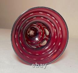 High quality handmade Moser cut to clear ruby red crystal glass etched vase