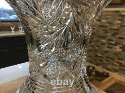 Highest Quality HUGE ABP BRILLIANT CUT GLASS CRYSTAL Bulbous Vase Hobstars 14