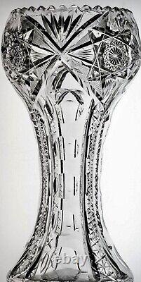 Huge Antique Abp Oversized 14 1/2x8 Jd Bergen Electric Pattern Cut Glass Vase
