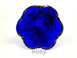 Huge Cobalt Blue Art Glass Cut Glass Vase Crystallina Poland 9-3/4 Saw Tooth