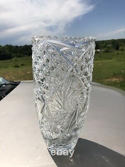Huge Vintage Heavy Cut Lead Crystal Vase