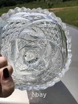 Huge Vintage Heavy Cut Lead Crystal Vase