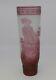 Ingrid Art Glass Cut To Clear Cameo Glass Cranberry Geisha Vase Signed