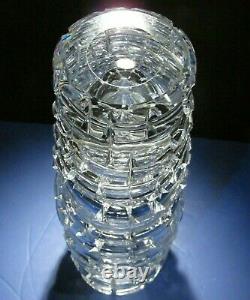 JOSEF SVARC XL CZECH BOHEMIAN CRYSTAL Hand Cut Vase Signed Glass Mid-Century