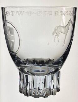 J & L Lobmeyr SIGNED 1961 Wiener Festwochen cut glass bowl crystal horse antique