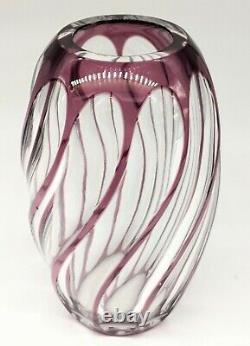 Johannes OERTEL & Co Haida Violet cut to clear Glass Crystal Vase Bohemia 1915
