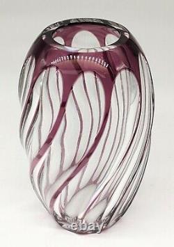 Johannes OERTEL & Co Haida Violet cut to clear Glass Crystal Vase Bohemia 1915