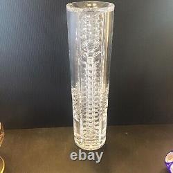 Joseph Svarc Deco Crystal Vase Engraved Cut Glass 11 MCM Signed Zertova