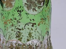 Josephinenhutte Intaglio Etched Gold Grapes 13 Inch Cut Glass Vase 1800's
