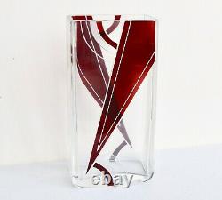 Karl Palda Art Deco Geometric Bohemian Enamel Cut Crystal Vase Bergdorf Goodman