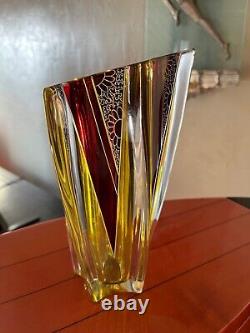 Karl Palda Art Deco crystal cut Czech glass vase