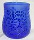 Kelsey Murphy Pilgrim Art Glass Usa Signed Cameo Vase Blue 7-cut Design