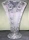 Large Vintage Czech Queen Lace Hand Cut 24% Lead Crystal Vase 11.5 X 8.5