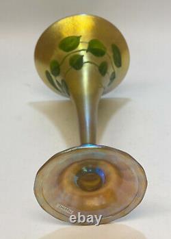 LCT Louis Comfort Tiffany Heart Vine Intaglio Cut Glass Trumpet Vase #1534-589M